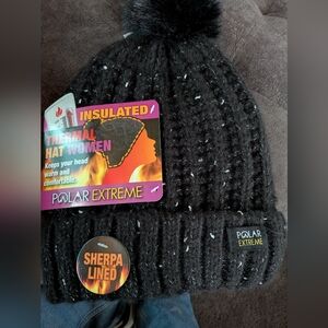 Polar Extreme Thermal Black Knit Beanie with Pom Pom